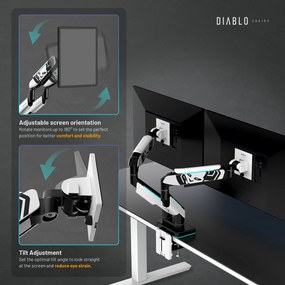 Supporto Doppio per Monitor da 49 Pollici Bianco e Nero X-Arm Dual RGB