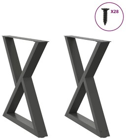 Gambe Per Tavolo Da Pranzo 2pz Antracite 70x(72-73,3)cm Acciaio /