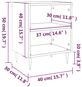 Comodini Grigio Sonoma 2 pz 40x30x50 cm in Legno Multistrato