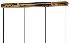 Lampada a sospensione bronzo con vetro fumé ambrato e verde rettangolare 4 luci - Bao