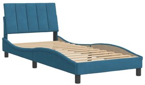 Giroletto con testiera blu 90x200 cm in velluto