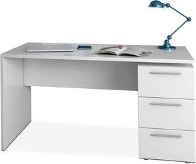 Scrivania 3 cassetti bianco lucido 138x60x74 cm