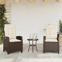 Sedie Reclinabili Giardino 2pz con Cuscini Marrone Polyrattan 365218