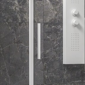 Kamalu - Cabina doccia 3 lati 80x140x80 scorrevole  telaio bianco | KLA-4000N