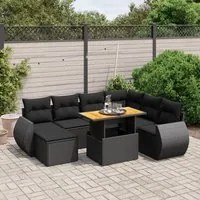 Set Divani da Giardino con Cuscini 8 pz Nero in Polyrattan 3275827