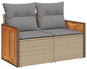 Set divani da giardino 14pz con cuscini in polyrattan beige