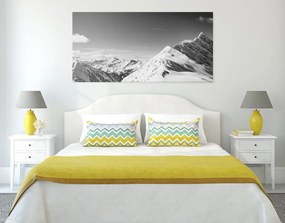 Quadro su tela – Catena montuosa innevata in bianco e nero