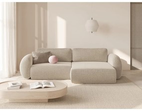 Divano angolare beige allungabile/con contenitore con rivestimento in ciniglia Tonale – Cosmopolitan Design