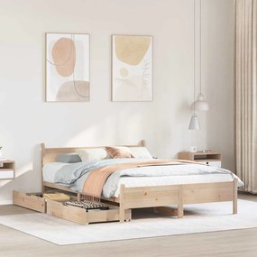 Letto Senza Materasso 140x200 Cm İn Legno Massello Di Pino /