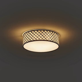 Lampada da soffitto in rattan orientale con struttura nera 40 cm - Tremmo