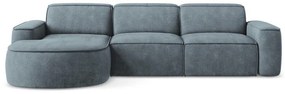 Divano angolare blu polveroso (con penisola a sinistra/con chaise lounge) con rivestimento in ciniglia Omao – Makamii