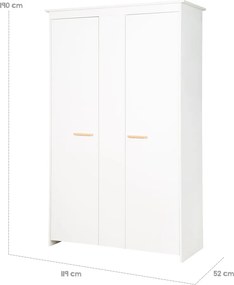 Armadio per bambini bianco 119x190x52 cm Anton – Roba