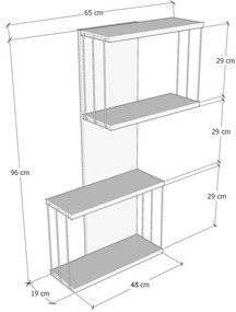 Scaffale a castello in pino decorato in antracite e naturale 65 cm Destan - Kalune Design