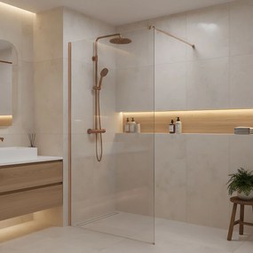 Parete doccia Rea Flexi Transparent / Brush Copper 80