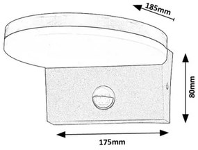 Rabalux 77119 -Applique da esterno con sensore BATIDA LED/9W/230V IP54 nero