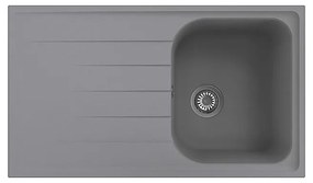 Lavello sopratop 1 vasca con gocciolatoio laterale destro o sinistro DELINIA Elba quarzo L 50 x L 86 cm grigio