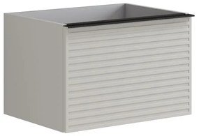 Mobile da bagno sotto lavabo Pixel stripes frontale grigio pastello e maniglia alluminio nero laccato opaco L 60 x H 40 x P 45.5 cm 1 cassetto, lavabo non incluso