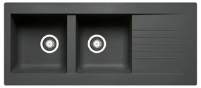 Lavello integrato 2 vasche in resina nero DELINIA Scirocco L 50 x L 116 cm
