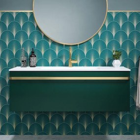 Mobile sottolavabo e lavabo Loa per vasca centrale verde e oro L 120 x H 40 x P 45.5 cm