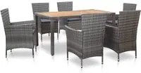 Set da Pranzo per Esterni 7 pz con Cuscini in Polyrattan Grigio 46021