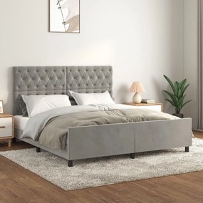 Giroletto Senza Materasso Grigio Chiaro 160x200 Cm Velluto /