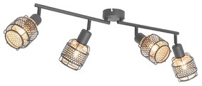 Plafoniera di design nera con oro 4 luci oblunga - Noud