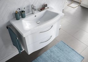Mobile da bagno sospeso sotto lavabo L 90 x H 49 x P 48.1 cm bianco lucido, 2 cassetti PELIPAL Solitaire