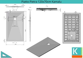 Piatto doccia 120x70 cm effetto pietra grigio cemento - KAMALU