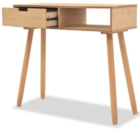 Tavolo consolle in legno di pino massello 80x30x72 cm marrone