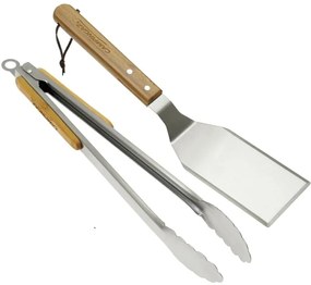Set di utensili per barbecue Tenaglie e spatole per barbecue Utensili per grigliare Acciaio inossidabile e legno massiccio dibambù Ideale per frutti