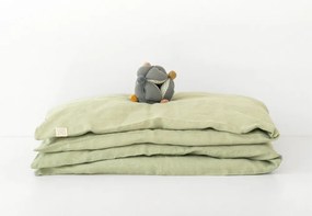 Biancheria da letto per bambini in lino verde Natura, 70 x 100 cm Sage - Linen Tales
