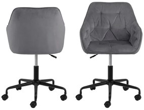 Sedia da ufficio grigia con superficie in velluto Brooke - Actona