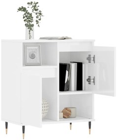 Credenza bianco lucido 60x35x70 cm in legno multistrato