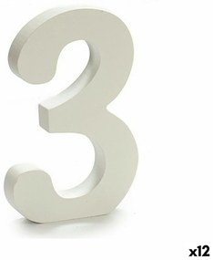 Numeri 3 Legno Bianco (1,8 x 21 x 17 cm) (12 Unità)
