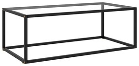 Tavolino Da Salotto Nero Con Vetro Temperato 100x50x35 Cm /