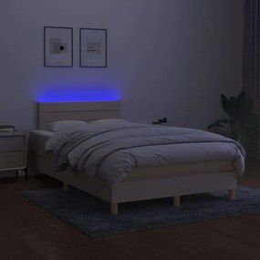 Letto a Molle con Materasso e LED Crema 120x190 cm in Tessuto