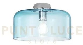 Plafoniera gibus turchese 1 luce attacco e27 30x30x23cm in vetro so...