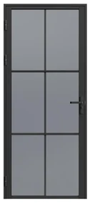 Blocco porta reversibile H204 x L93 cm in Alluminio e Vetro temperato fumé Nero - SEROTO