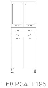 Mobile Colonna doppia multiuso PATTY2 con 2 ante a vetro Bianco Lucido