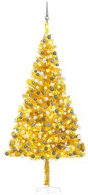 Albero di Natale Preilluminato con Palline Oro in diverse misure PET, Albero di Natale Preilluminato con Palline Oro 210 cm PET