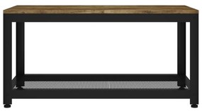 Tavolino salotto marrone scuro e nero 90x45x45cm in mdf e ferro