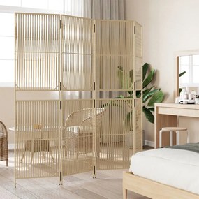 Divisorio per ambienti a 4 pannelli beige in polyrattan