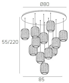 Sospensione Contemporanea Tender Metallo Cromo Vetro Multicolor 12 Luci E27