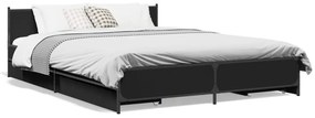 Giroletto Con Cassetti Nero 120x190 Cm İn Legno Multistrato /