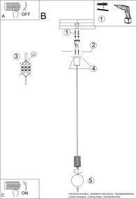 Lampadario burgundy con paralume in vetro ø 12 cm Orbital – Sollux