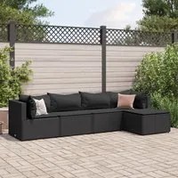 Set Divani da Giardino 5 pz con Cuscini Nero in Polyrattan 3308059