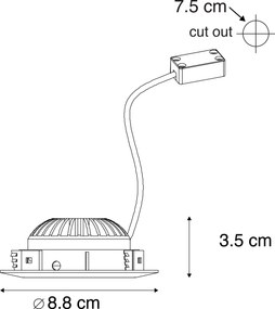Set di 3 faretti da incasso in acciaio con LED IP44 - Relax LED