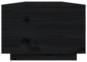 Tavolino da Salotto Nero 80x50x35,5cm in Legno Massello di Pino