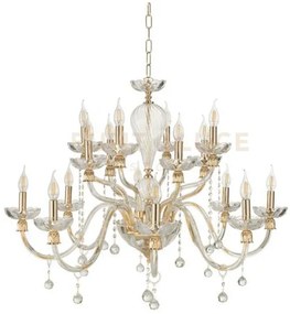 Lampadario roxanne 16 luci attacco e14 d.96cm oro e trasparente