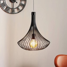 Lamkur Lampada a sospensione Cage in nero con paralume a gabbia